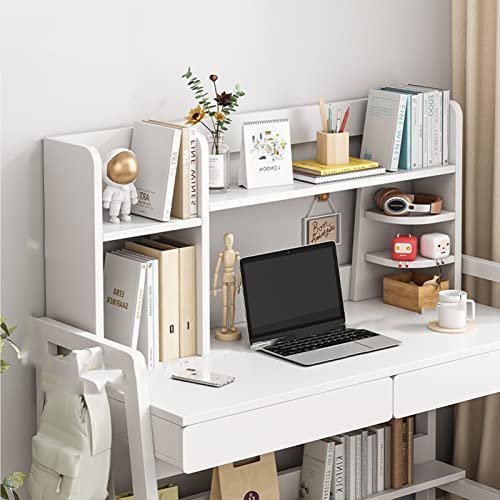 Schreibtisch-Bücherregal Schreibtisch-Bücherregal für Computertisch - 2-stöckige Display-Ständer mit Teiler, multifunktionaler Stauraum, antikes Bücherregal, einfach zu montieren, für Schlafsale von SHAWLA