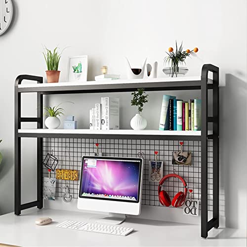Schreibtisch-Organizer: Büro-Aufbewahrungsregal, 2-stöckiges Schreibtischregal, verstellbares Regal aus Holz und Metall, für Hog von SHAWLA