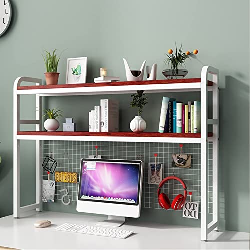Schreibtisch-Organizer: Büro-Aufbewahrungsregal, 2-stöckiges Schreibtischregal, verstellbares Regal aus Holz und Metall, für Hog von SHAWLA