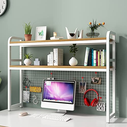 Schreibtisch-Regal, verstellbar, 2 Ebenen, Bücherregal für den Schreibtisch, Computer-Schreibtisch, mit Gitter-Aufbewahrungsregal, von SHAWLA
