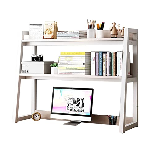 Schreibtisch-Regal-Organizer: 2-stöckiges kleines Regal für Computer-Schreibtisch, freistehendes Multifunktions-Regal von SHAWLA