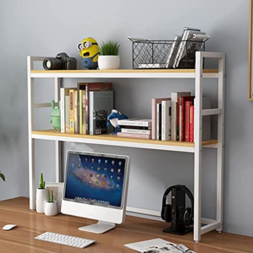 Schreibtischregal, 2-lagiges Schreibtischregal für Computer-Schreibtisch: verstellbares Schreibtischregal, Mehrzweckregal für Arbeitsplatte, Regal aus Holz und Metall von SHAWLA