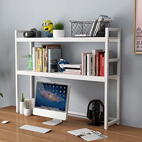 Schreibtischregal 2-stöckiges Schreibtischregal für Computer-Schreibtisch, verstellbares Regal für Arbeitsplatte, Leiter mit Stahlrahmen, Organizerregal für Arbeitsplatte, E von SHAWLA