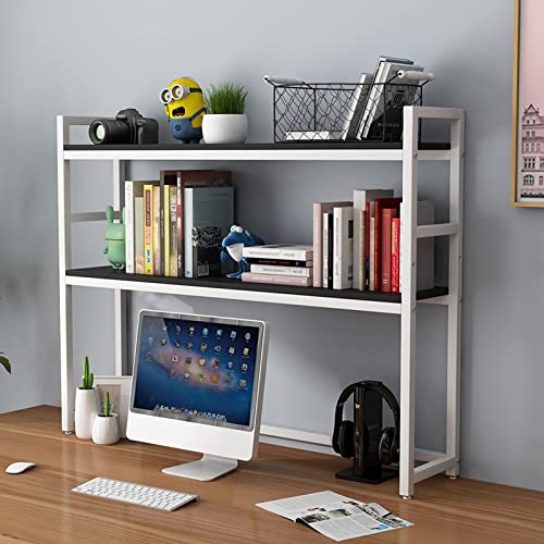 Schreibtischregal 2-stöckiges Schreibtischregal für Computer-Schreibtisch, verstellbares Regal für Arbeitsplatte, Leiter mit Stahlrahmen, Organizerregal für Arbeitsplatte, E von SHAWLA
