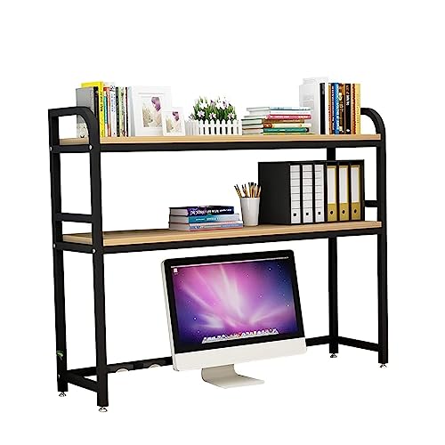 Schreibtischregal aus Schmiedeeisen mit 2 Ebenen: Schreibtischregal für industrielle Computer-Schreibtische, verstellbare Schreibtischregal-Organizer von SHAWLA