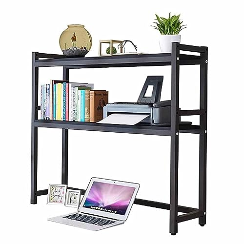 Schreibtischregal für den Schreibtisch, aus Metall und Holz, Schreibtisch-Organizer, verstellbarer Schreibtisch-Organizer, 2-stöckiges Mehrzweckregal von SHAWLA