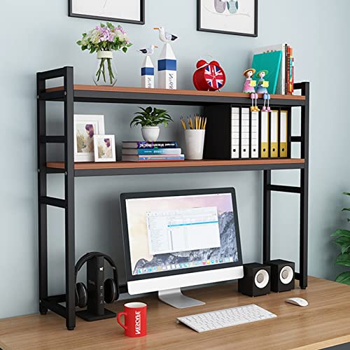 Schreibtischregal mit 2 Ebenen, verstellbar, Schreibtisch-Organizer für Computer-Schreibtisch, Mehrzweckregal aus Holz für Arbeitsplatte, Organizer von SHAWLA