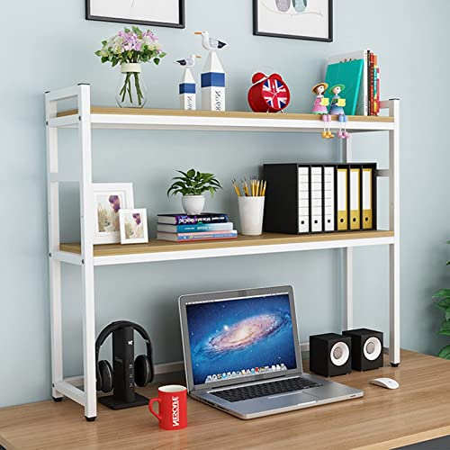 Schreibtischregal mit 2 Ebenen, verstellbar, Schreibtisch-Organizer für Computer-Schreibtisch, Mehrzweckregal aus Holz für Arbeitsplatte, Organizer von SHAWLA