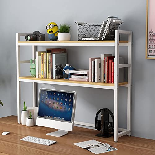 Schreibtischregal mit 2 Ebenen, verstellbar, Schreibtischregal für Computer-Schreibtisch, Leiter mit Stahlrahmen, Organizerregal für Arbeitsplatte, E von SHAWLA