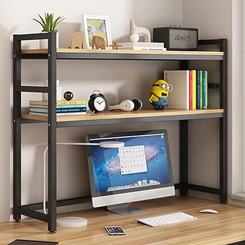 Schreibtischregal mit 2 Ebenen für den Computer-Schreibtisch: verstellbares Schreibtischregal, Organizer aus Holz und Metall, Mehrzweck-Regal von SHAWLA