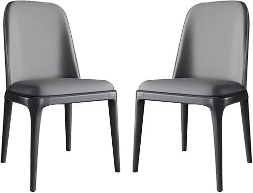 Stuhl 2er Set Küchen-Esszimmerstühle Leder Wohnzimmer Theke Wohnzimmer Empfang Ergonomischer Sitz Kohlenstoffstahl Metallbeine (Size : Black Fuß, Farbe:Weiß) von SHAWLA