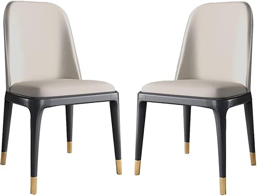 Stuhl Küchenesszimmerstühle 2er Set, PU-Leder, hoher Rücken, Gepolsterter weicher Sitz mit Kohlenstoffstahl Metallbeine für Heimrestaurants (Color : White) von SHAWLA