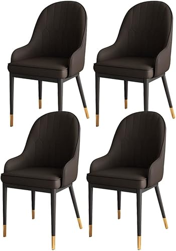 Stuhl Moderne Esszimmerstühle 4er Set Hochlehner Weicher Sitz PU Leder Wohnzimmer Stühle mit Metallbeinen Küche Lounge Stühle (Color : D) von SHAWLA