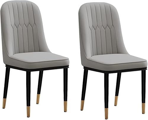 Stuhl Moderne PU Leder Esszimmerstühle 2er Set gepolsterte Rückseite mit Metallbeinen für Lounge Dining Küche Esszimmer Stühle (Color : Orange+Grau) von SHAWLA