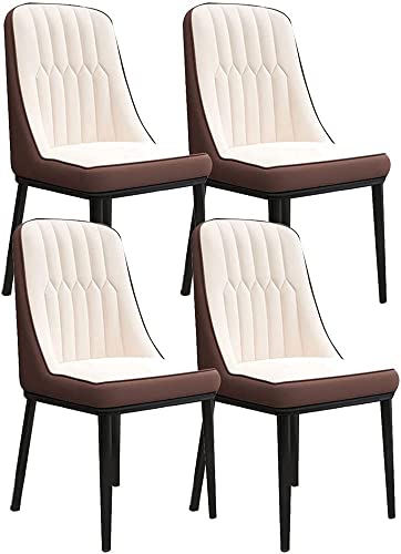 Stuhl Set mit 4 Esszimmerstühlen aus Leder, dekorative Stühle für Wohnzimmer, Schreibtisch, Computerstuhl mit Metallbeinen aus Kohlenstoffstahl (Größe: schwarze Füße) von SHAWLA