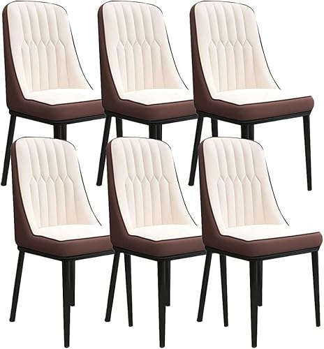 Stuhl Set mit 6 Esszimmerstühlen, dekorative Lederstühle, Heimschreibtisch, Computerstuhl mit Metallbeinen aus Kohlenstoffstahl (Größe: schwarze goldene Füße, Farbe: weiß) von SHAWLA