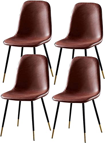 Stuhl mit 4 modernen Esszimmerstühlen, Beistellstühle für Wohnzimmer, Sitz mit Kissen aus weichem PU-Leder und Metallbeinen, Wohnzimmerstühle (Größe: goldenes Bein, Farbe: Blau) von SHAWLA