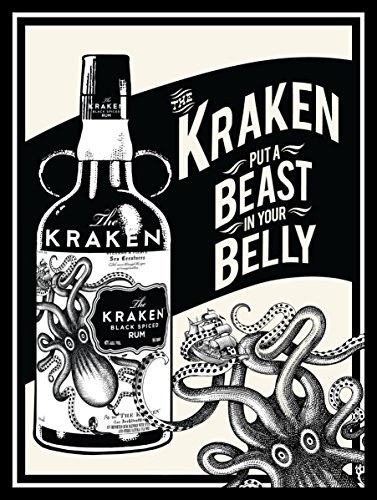 Kraken Rum Retro Metall Blech Wandschild/Plakette Geschenk Wand Bar Pub Man Cave von SHAWPRINT
