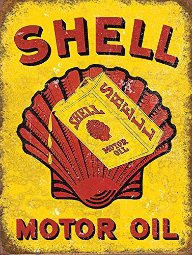 SHAWPRINT Retro-Metallschild – Shell Motor Oil – 150 mm x 200 mm (6 x 8) – dekoratives Schild von SHAWPRINT