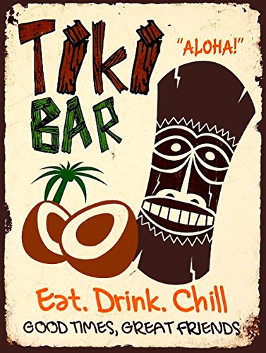 Tiki Bar Eat Drink Chill Metall Zinn Plaque Wand Schild retro Art Pub Bar Club Man Cave von SHAWPRINT