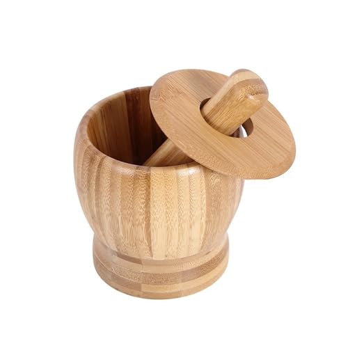Bambus Stößel Mahlschüssel Set Holz Knoblauch Pugging Topf Mörser Und Sockel Schüssel Küche Gewürz Pfeffermühle Werkzeuge Zum Zerkleinern(A) von SHBHWS