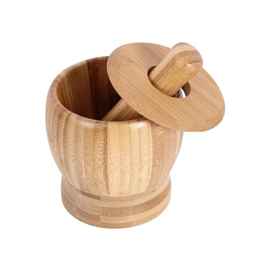 Bambus Stößel Mahlschüssel Set Holz Knoblauch Pugging Topf Mörser Und Sockel Schüssel Küche Gewürz Pfeffermühle Werkzeuge Zum Zerkleinern(B) von SHBHWS