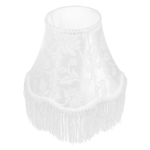 Blume Retro Fransen Lampe Schatten Vintage Schreibtisch Licht Abdeckung Tuch Tisch Schattierungen Nacht Stoff Lampenschirm Für Tisch-, Steh- und Deckenleuchten(White) von SHBHWS