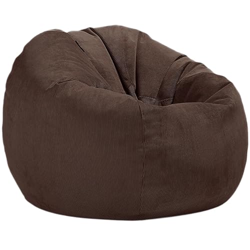 Cord Sitzsack Abdeckung Ohne Füllstoff Pouf Stuhl Puff Salon Ecke Sitz Spiel Film Sac Zum Entspannen im Freien und drinnen(Coffee,D100-3.3ft-Cover) von SHBHWS