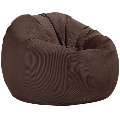 Cord Sitzsack Abdeckung Ohne Füllstoff Pouf Stuhl Puff Salon Ecke Sitz Spiel Film Sac Zum Entspannen im Freien und drinnen(Coffee,D70cm-2.3ft-Cover) von SHBHWS