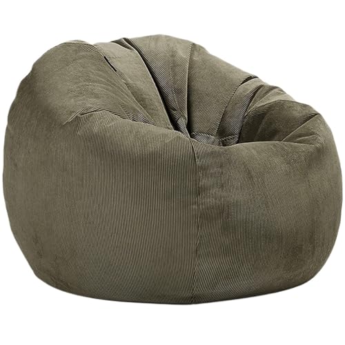 Cord Sitzsack Abdeckung Ohne Füllstoff Pouf Stuhl Puff Salon Ecke Sitz Spiel Film Sac Zum Entspannen im Freien und drinnen(Dust Green,D80cm-2.6ft-Cover) von SHBHWS