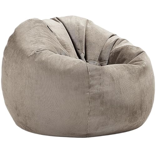 Cord Sitzsack Abdeckung Ohne Füllstoff Pouf Stuhl Puff Salon Ecke Sitz Spiel Film Sac Zum Entspannen im Freien und drinnen(Light Khaki,D90cm-3ft-cover) von SHBHWS