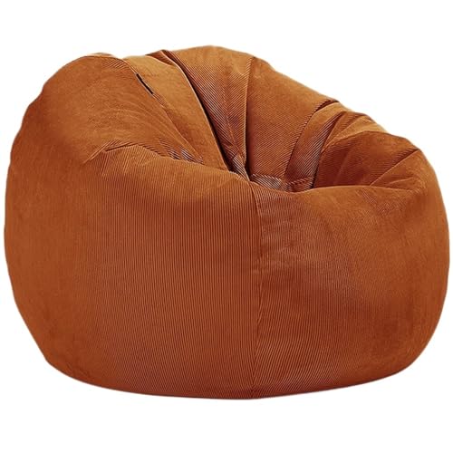 Cord Sitzsack Abdeckung Ohne Füllstoff Pouf Stuhl Puff Salon Ecke Sitz Spiel Film Sac Zum Entspannen im Freien und drinnen(Orange Brown,D70cm-2.3ft-Cover) von SHBHWS
