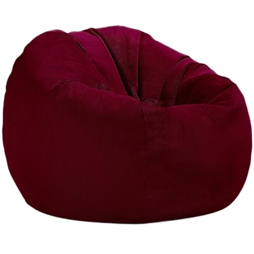 Cord Sitzsack Abdeckung Ohne Füllstoff Pouf Stuhl Puff Salon Ecke Sitz Spiel Film Sac Zum Entspannen im Freien und drinnen(Wine red,D100-3.3ft-Cover) von SHBHWS