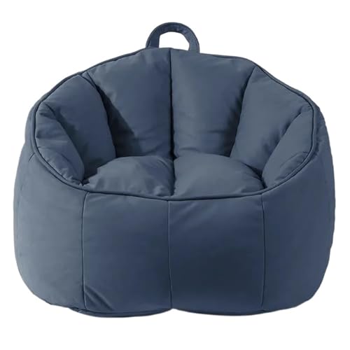 Erwachsene Kinder Kunstleder Pouf Sitzsack Stuhlbezug Kein Füllstoff Puff Couch Sessel Zum Entspannen im Freien und drinnen(Deep Blue) von SHBHWS