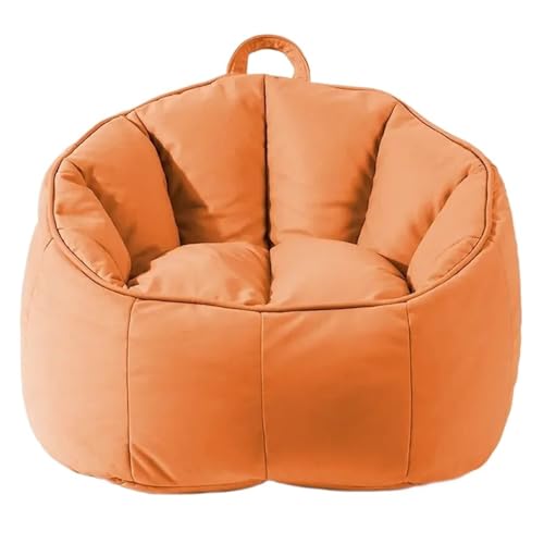 Erwachsene Kinder Kunstleder Pouf Sitzsack Stuhlbezug Kein Füllstoff Puff Couch Sessel Zum Entspannen im Freien und drinnen(Orange) von SHBHWS