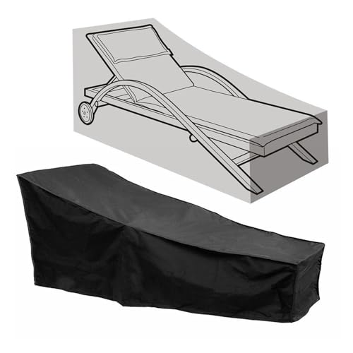 Garten Balkon Chaise Shed Sonnenschirm wasserdichtes Polyester Gartenmöbel Liege Staubschutz Allzweck Für Gartensofa, Tisch und Stühle(Black,208x76x41x79cm) von SHBHWS
