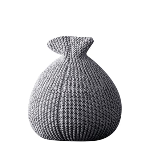 Kleiner Sitzsackbezug aus Strick, ohne Füllung Zum Entspannen im Freien und drinnen(D60cm-grey) von SHBHWS