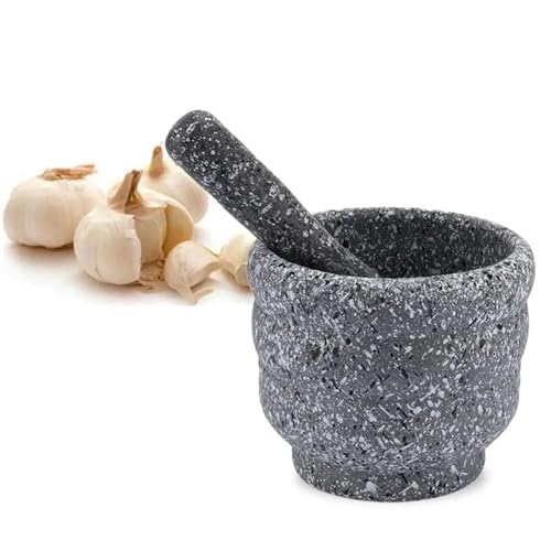 Mörser- und Stößel-Set, Mahlschale aus massivem Stein for Guacamole Zum Zerkleinern(Type C) von SHBHWS