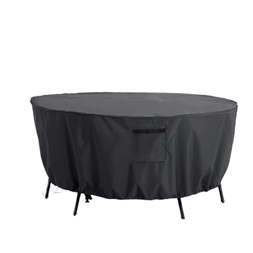 Outdoor Round Table Cover 420D Gartenmöbel Stuhl Set Staubschutz Wasserdicht Oxford Sofa Schutz Terrasse Regen Schnee Für Gartensofa, Tisch und Stühle(Black,204x60cm) von SHBHWS