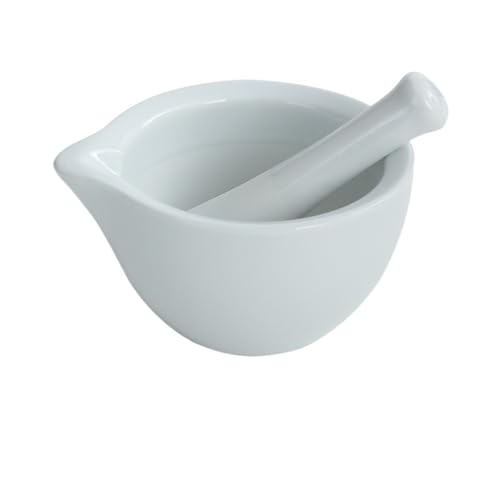 Porzellan Mörser und Stößel Gewürz Knoblauch Kräutermühle Mischen Mahlschüssel Brecher Set Restaurant Küchenutensilien Zum Zerkleinern(White M) von SHBHWS