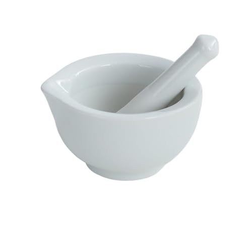 Porzellan Mörser und Stößel Gewürz Knoblauch Kräutermühle Mischen Mahlschüssel Brecher Set Restaurant Küchenutensilien Zum Zerkleinern(White S) von SHBHWS