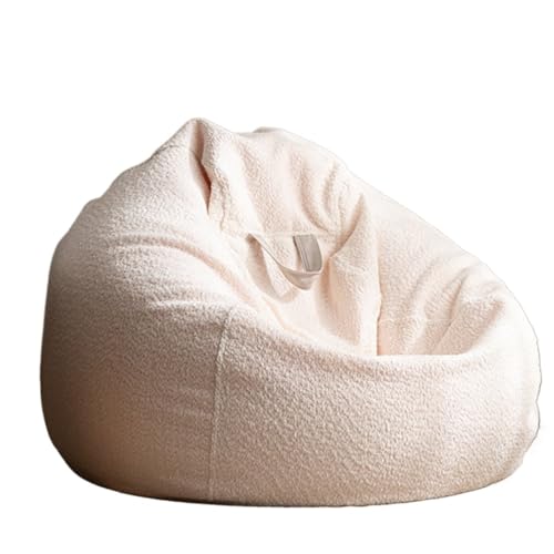 SHBHWS Dicker, weicher Chenille-Vevet-Sitzsackbezug ohne Füllstoff, Sitzsack-Pouf, Salon-Wassertropfen-Puff-Stuhl Zum Entspannen im Freien und drinnen(Beige White,D80cm-2.6ft-Cover) von SHBHWS