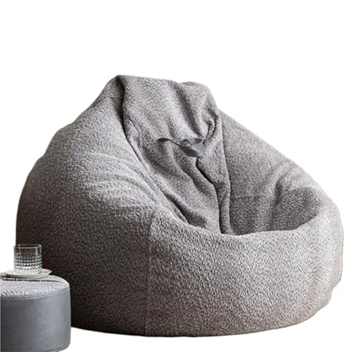 SHBHWS Dicker, weicher Chenille-Vevet-Sitzsackbezug ohne Füllstoff, Sitzsack-Pouf, Salon-Wassertropfen-Puff-Stuhl Zum Entspannen im Freien und drinnen(Grey,D80cm-2.6ft-Cover) von SHBHWS