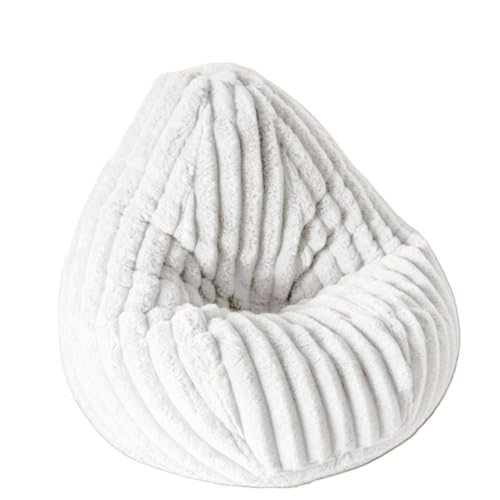 SHBHWS Flauschiger Fell-Sitzsackbezug for Kinder ohne Füllmaterial Zum Entspannen im Freien und drinnen(Beige White) von SHBHWS