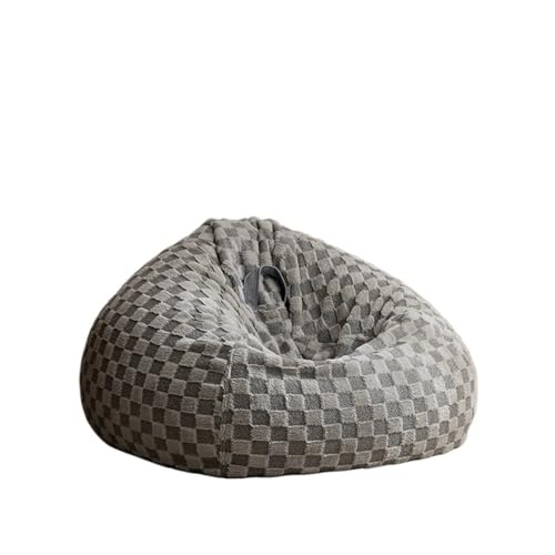 SHBHWS Flauschiger Sitzsackbezug ohne Füllstoff, weicher zweifarbiger Jacquard-Sitzsack-Pouf-Salon Zum Entspannen im Freien und drinnen(Grey,D70cm-2.3ft-Cover) von SHBHWS