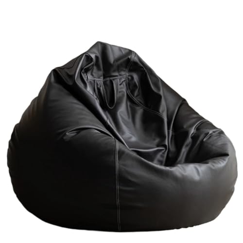 SHBHWS Große Kunstleder Sitzsack Abdeckung Ohne Füllstoff Outdoor Chaise Lounger Pouf Salon Spiel Film Sac Puff Zum Entspannen im Freien und drinnen(Black,D4.5ft-Cover-Giant) von SHBHWS