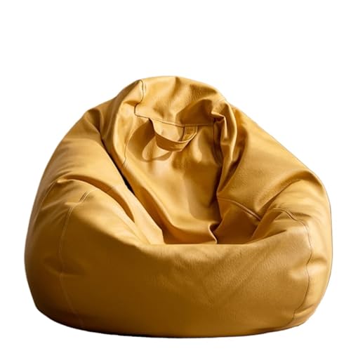 SHBHWS Große Kunstleder Sitzsack Abdeckung Ohne Füllstoff Outdoor Chaise Lounger Pouf Salon Spiel Film Sac Puff Zum Entspannen im Freien und drinnen(Yellow,D4.5ft-Cover-Giant) von SHBHWS