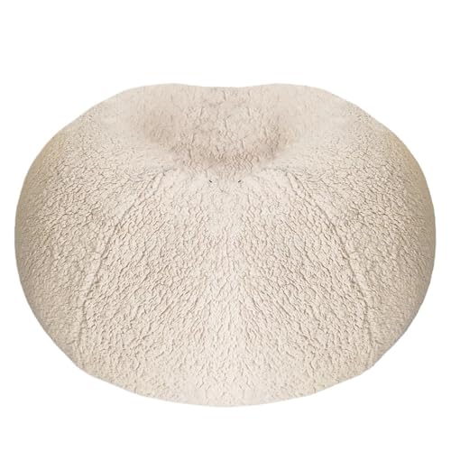 SHBHWS Sitzsack-Pouf-Bezug, ohne Füllung Zum Entspannen im Freien und drinnen(Beige,D100cm-cover) von SHBHWS