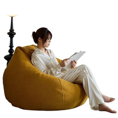 SHBHWS Weicher, Dicker Sitzsackbezug, Keine Füllung im Inneren Zum Entspannen im Freien und drinnen(Yellow,D90cm-3ft-cover) von SHBHWS