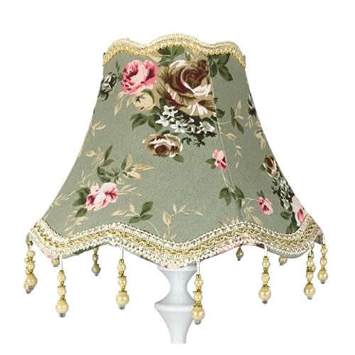 Vintage Quaste Perle Perlen Tisch Lampe Schatten Stoff Lampenschirm Wand Schlafzimmer Nacht Lampcover Für Tisch-, Steh- und Deckenleuchten(Green) von SHBHWS